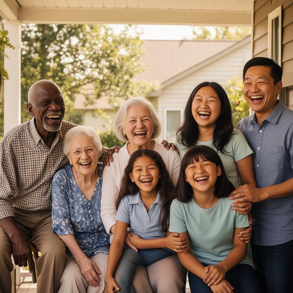 A multigenerational family on a porch